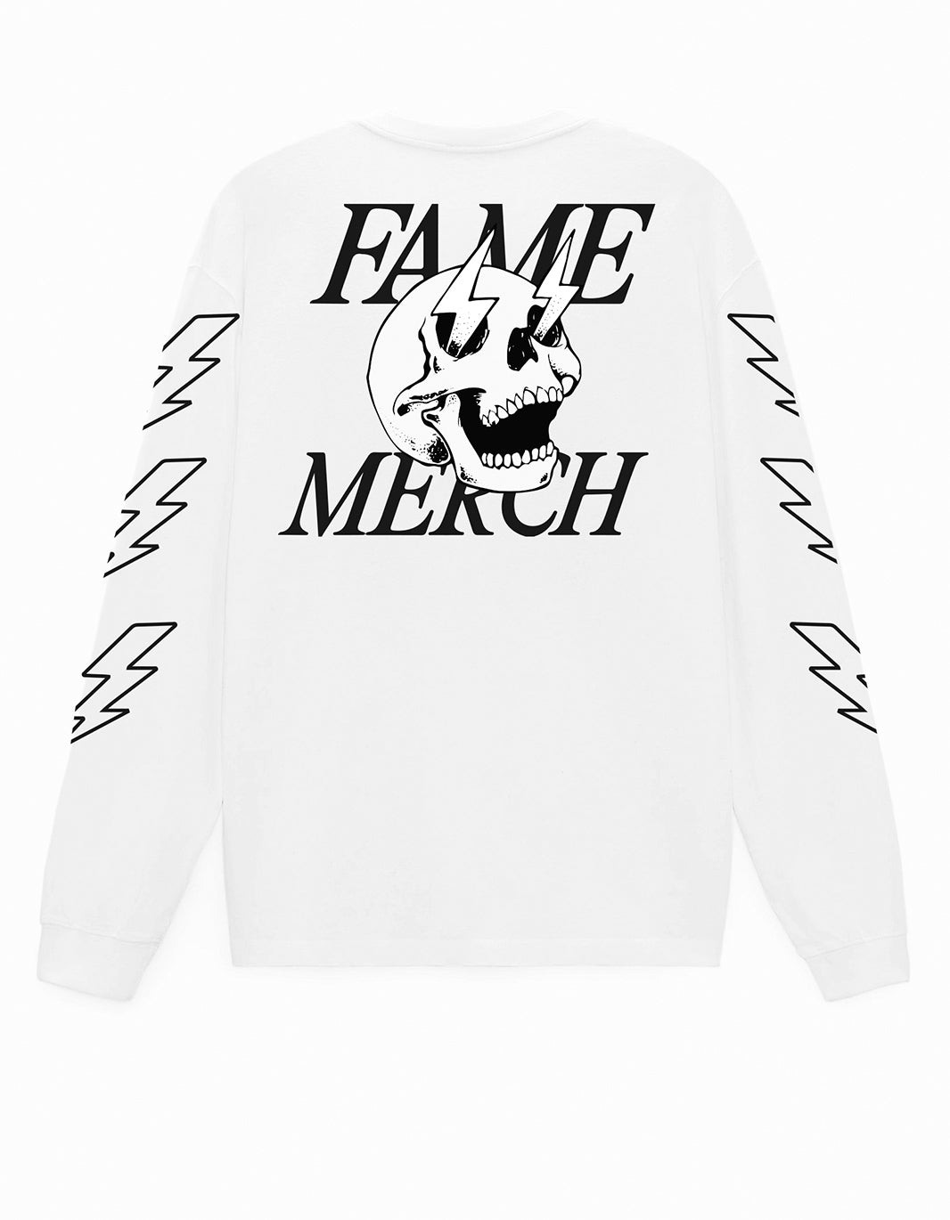 Fame Merch Lighting Skull Long Sleeve T-Shirt