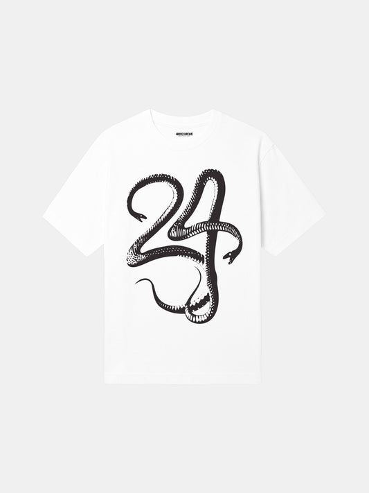 Mamba-snake--24-White t-shirt with black snake design on a white background
