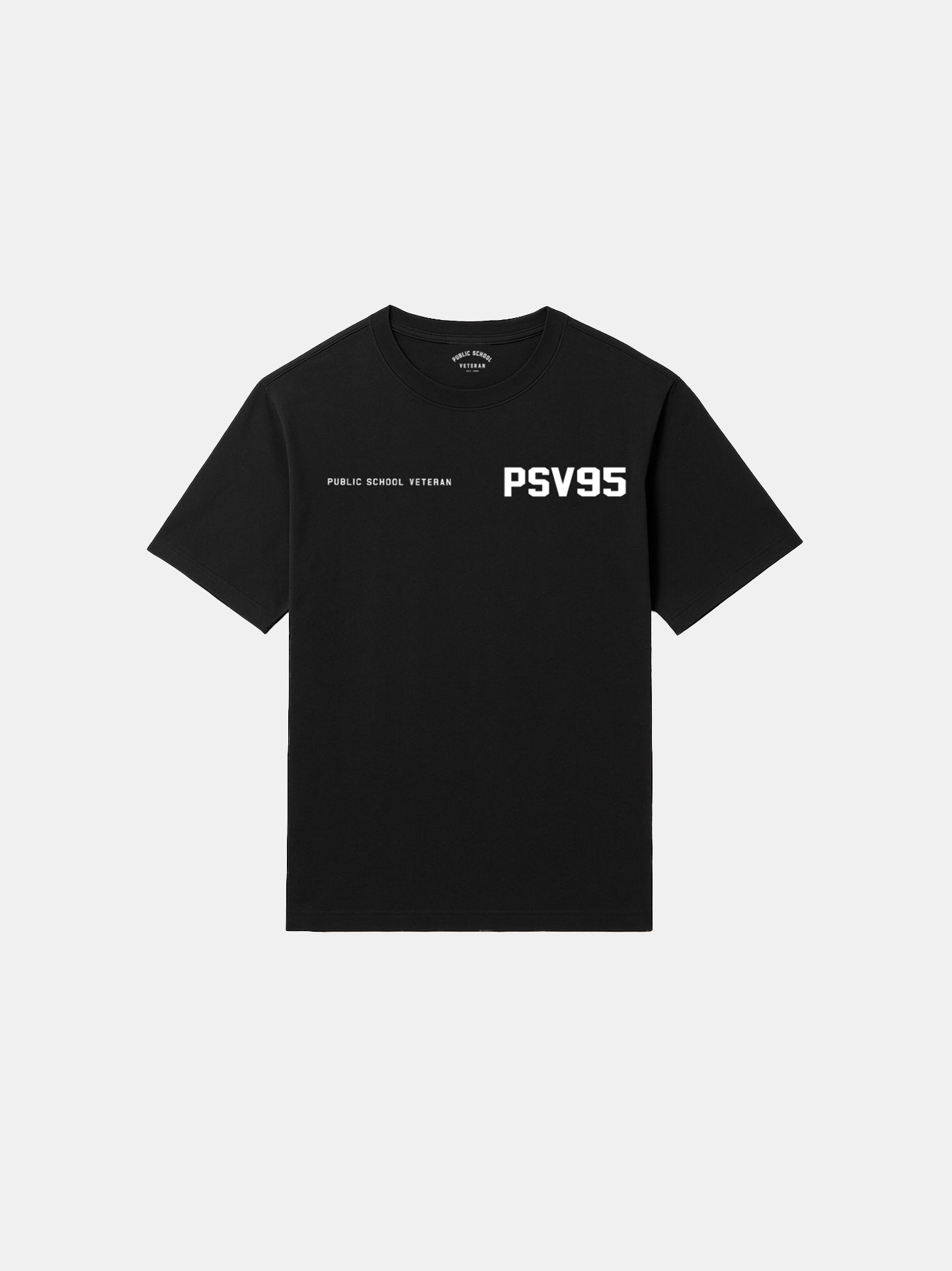 Black t-shirt with 'PSV95' text on a white background
