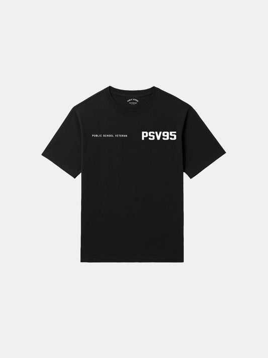 Black t-shirt with 'PSV95' text on a white background