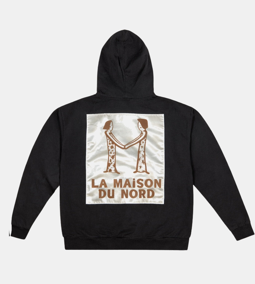 Sweat En Satin Signature Hoodie Black & Orange