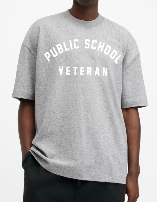 Public School Veteran Athletic Grey Cotton Jersey T-Shirt