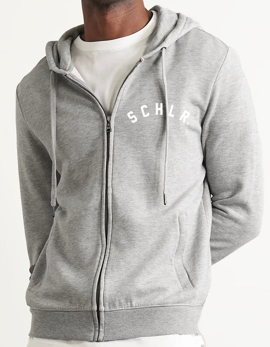 SCHLR Varsity Arch Zip-Up Hoodie Heather Grey