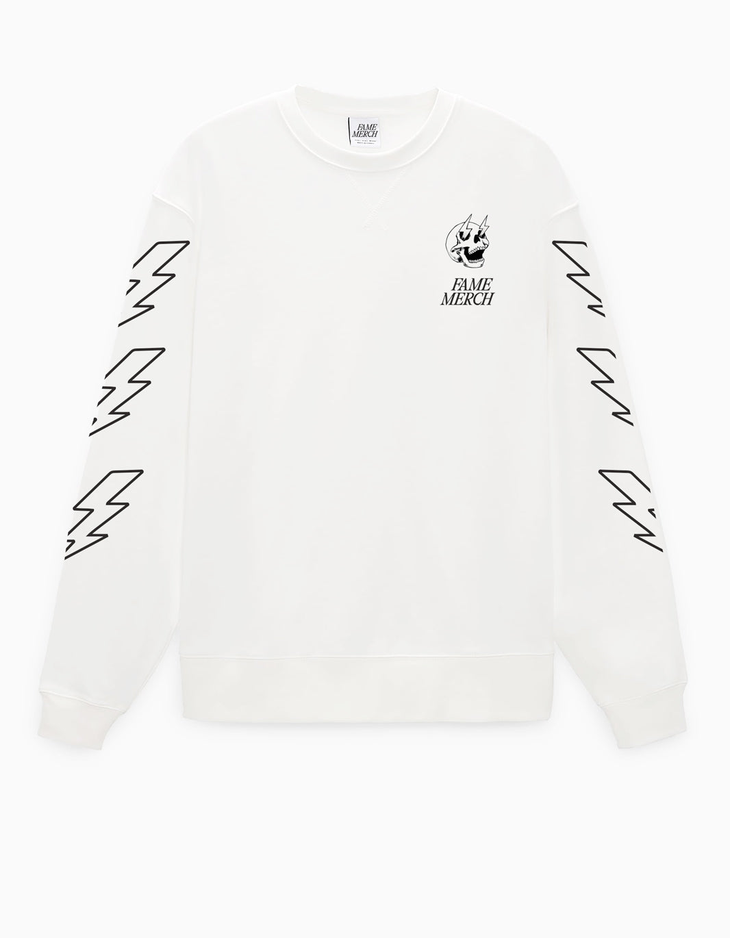 Fame Merch Lighting Skull Long Sleeve T-Shirt