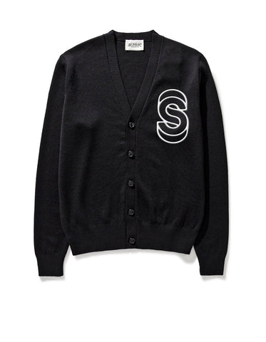 SCHLR Letterman Cardigan Knit Sweatshirt